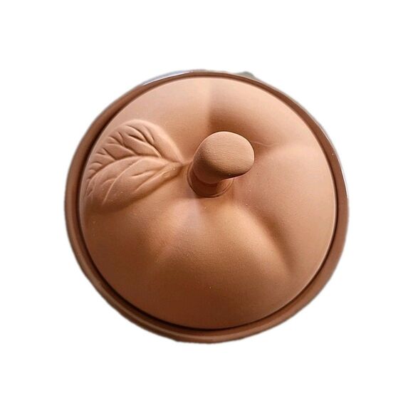 Set of 2 Terracotta Apple Shaped Dutch Oven Baking Dishes 5" - Picture 4 of 12